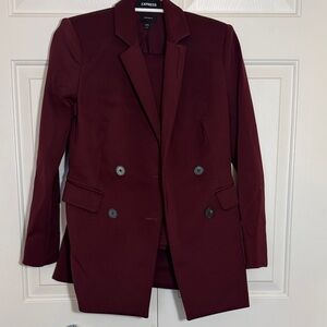 Express Women's Double-Breasted Blazer in Burgundy